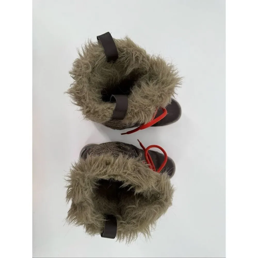 Sorel Tofino Brown Orange Fur Lined Snow Boots size 9.5